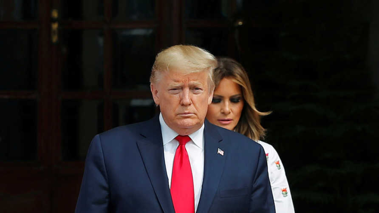 FILE PHOTO - U.S. President Donald Trump and first lady Melania Trump arrive ahead of their meeting with India's Prime Minister Narendra Modi at Hyderabad House in New Delhi, India, February 25, 2020. REUTERS/Adnan Abidi /File Picture