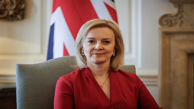FILE PHOTO: British Foreign Secretary Liz Truss looks on during a meeting with European Commission Vice-President for Interinstitutional Relations Maros Sefcovic (not seen) in London, Britain February 11, 2022. Rob Pinney/Pool via REUTERS/File Photo