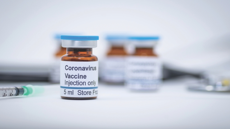 Illustrative vial of coronavirus vaccine