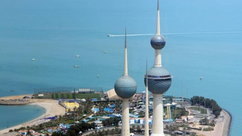 A picture taken on April 3, 2018 from the top of al-Hamra Tower shows a view of the Kuwait towers. / AFP PHOTO / YASSER AL-ZAYYAT (Photo credit should read YASSER AL-ZAYYAT/AFP via Getty Images)