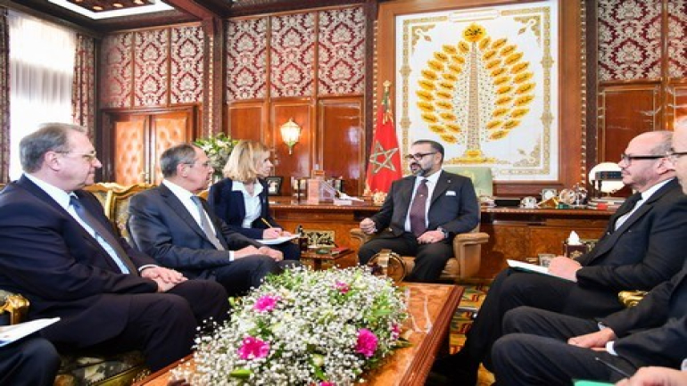 Sa Majesté le Roi reçoit en audience le ministre des Affaires étrangères de la Fédération de Russie, Monsieur Serguei Lavrov