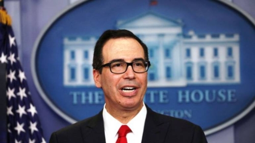 FILE PHOTO: U.S. Secretary of the Treasury Steven Mnuchin discusses the Trump administration's tax reform proposal in the White House briefing room in Washington, U.S, April 26, 2017. REUTERS/Carlos Barria/File photo