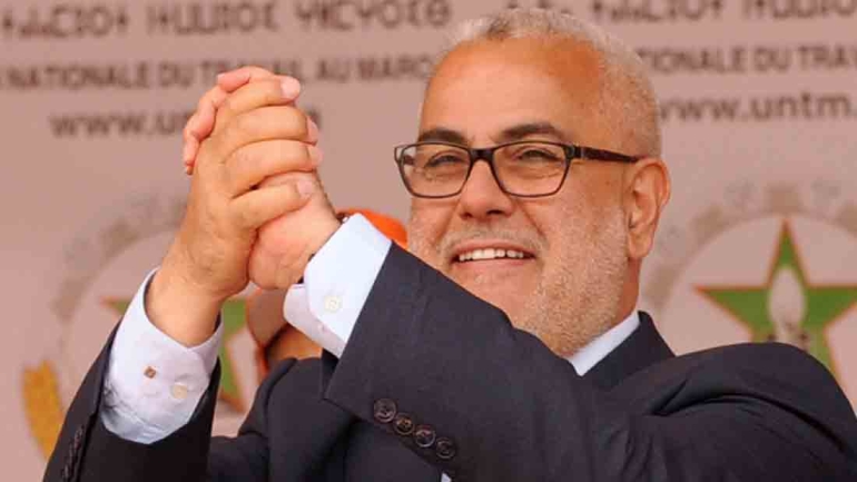 Moroccan Islamist Prime Minister Abdelilah Benkirane delivers a speech in Casablanca on May 1, 2014 during a rally organized by the National Workers' Union of Morocco (UNTM) and marking the International Workers Day. AFP PHOTO / FADEL SENNA (Photo credit should read FADEL SENNA/AFP/Getty Images)